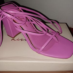 Brand new  bubble gum pink colored  ankle wrap sandals  size 6